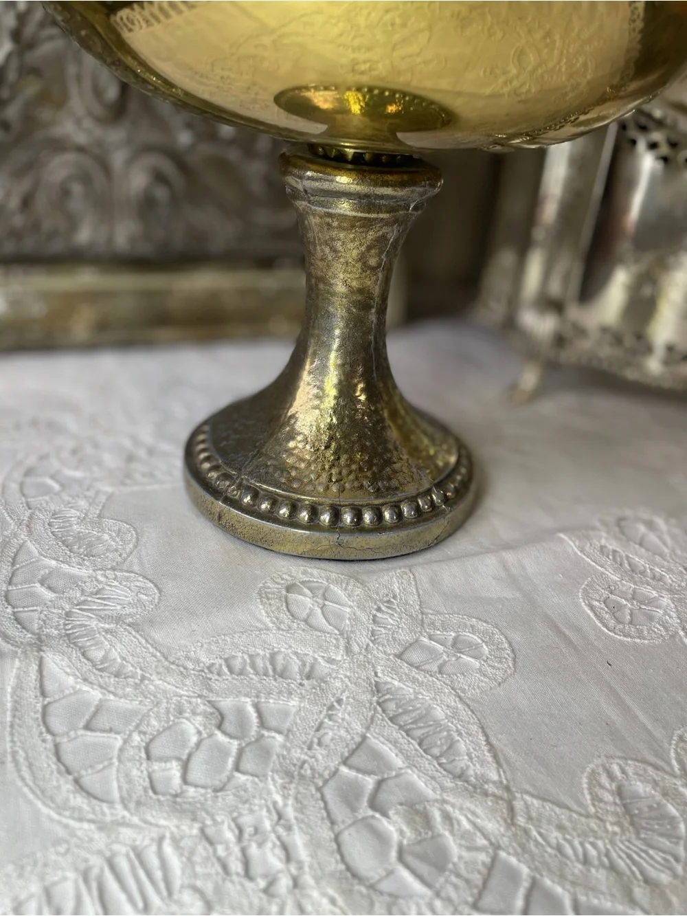 Gold Compote Pedestal Bowl